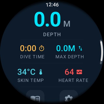 DiveWatch dive screen on a smartwatch
